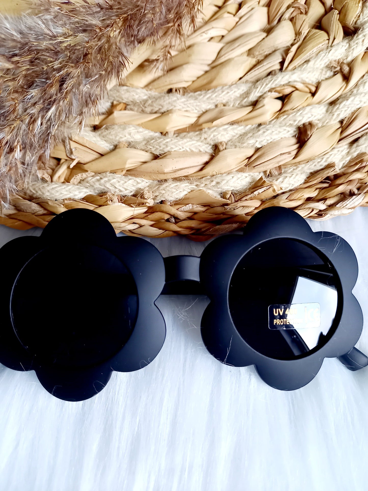 Zonnebril kids Bloem rond zwart | Kinderzonnebril