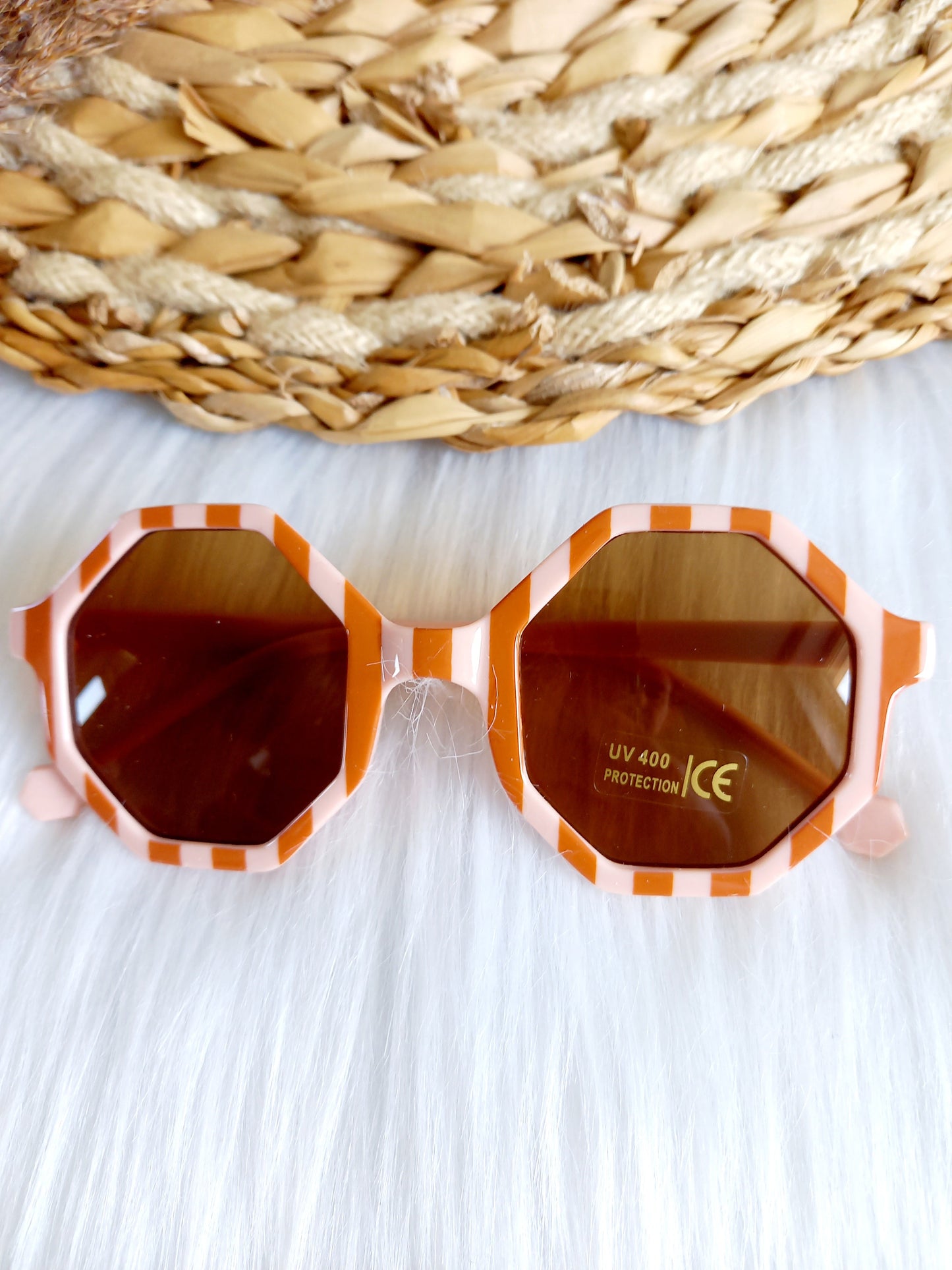 Zonnebril Sunny stripe blush/caramel kids | Kinderzonnebril
