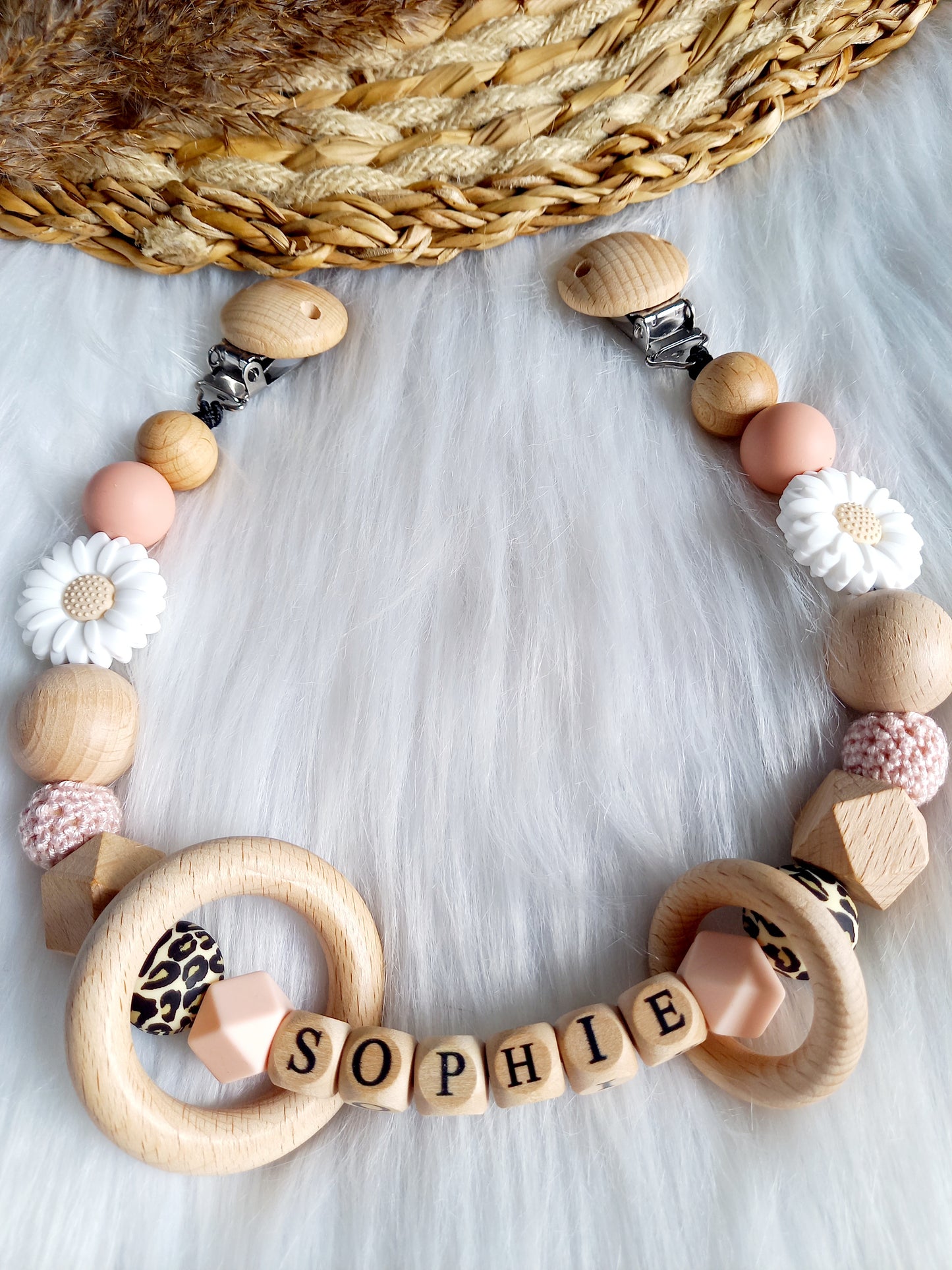 Wagenspanner daisy (kies je kleuren zelf) light pink, blush, leopard
