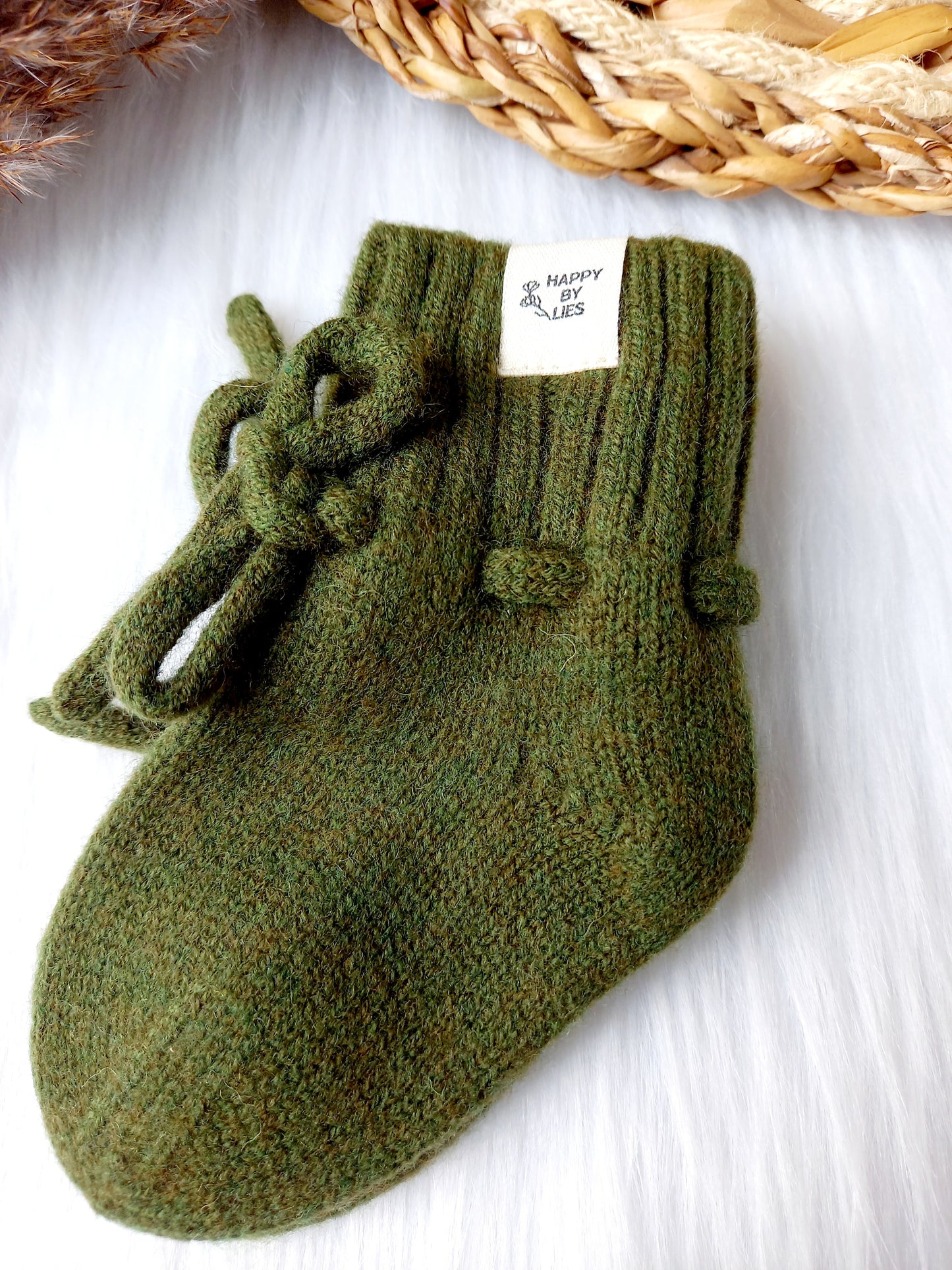 Merino baby slofjes groen