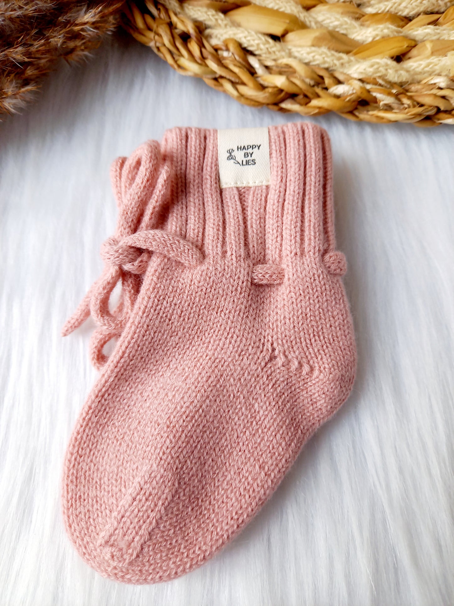 Merino baby slofjes roze