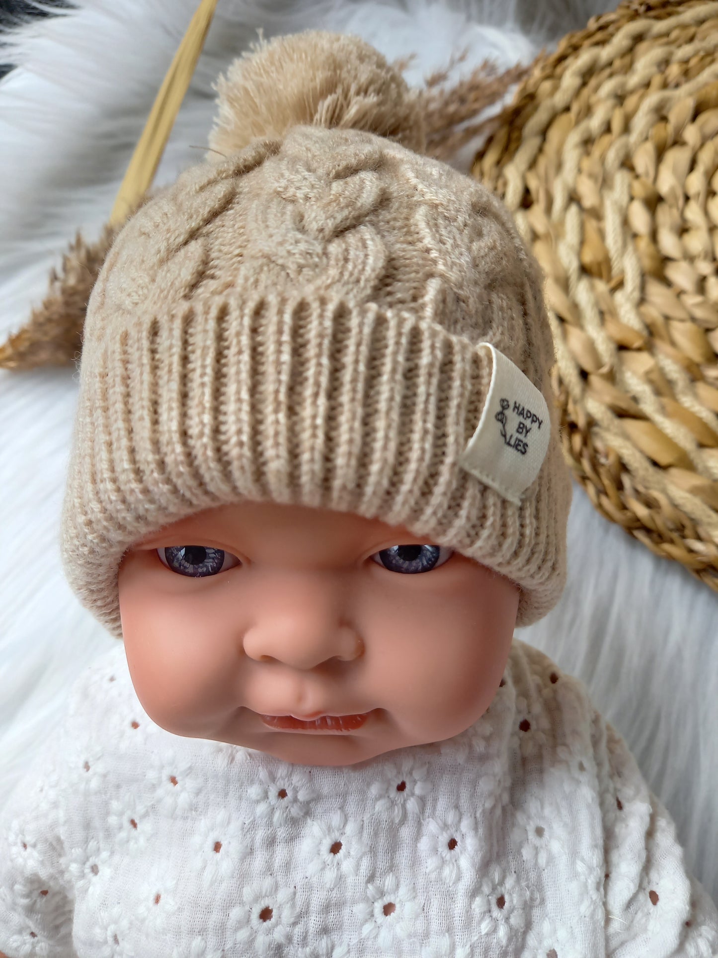 Merino baby mutsje beige