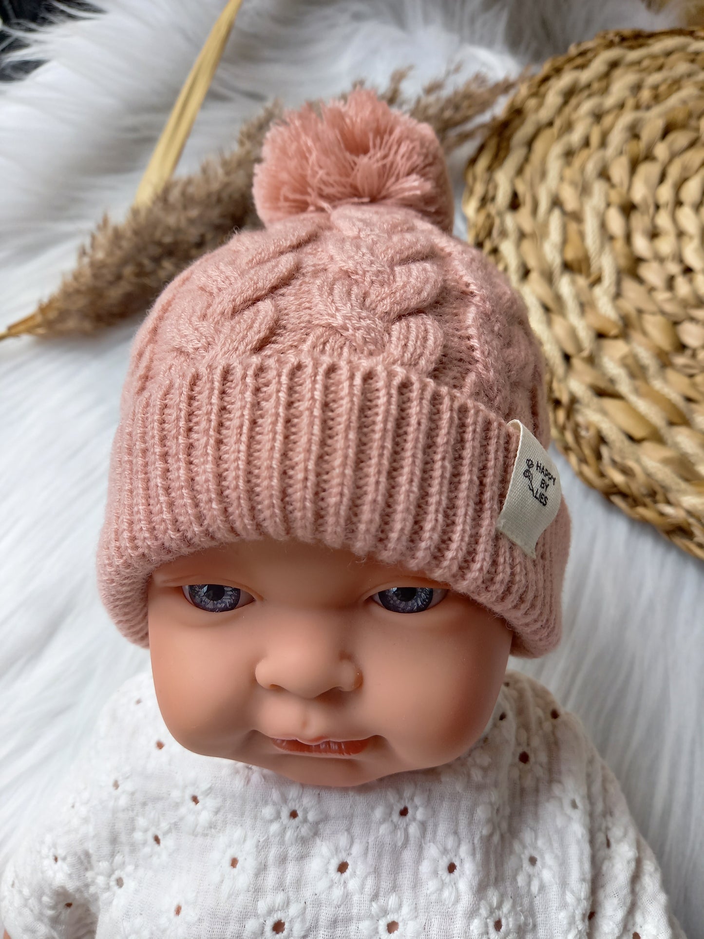 Merino baby mutsje roze