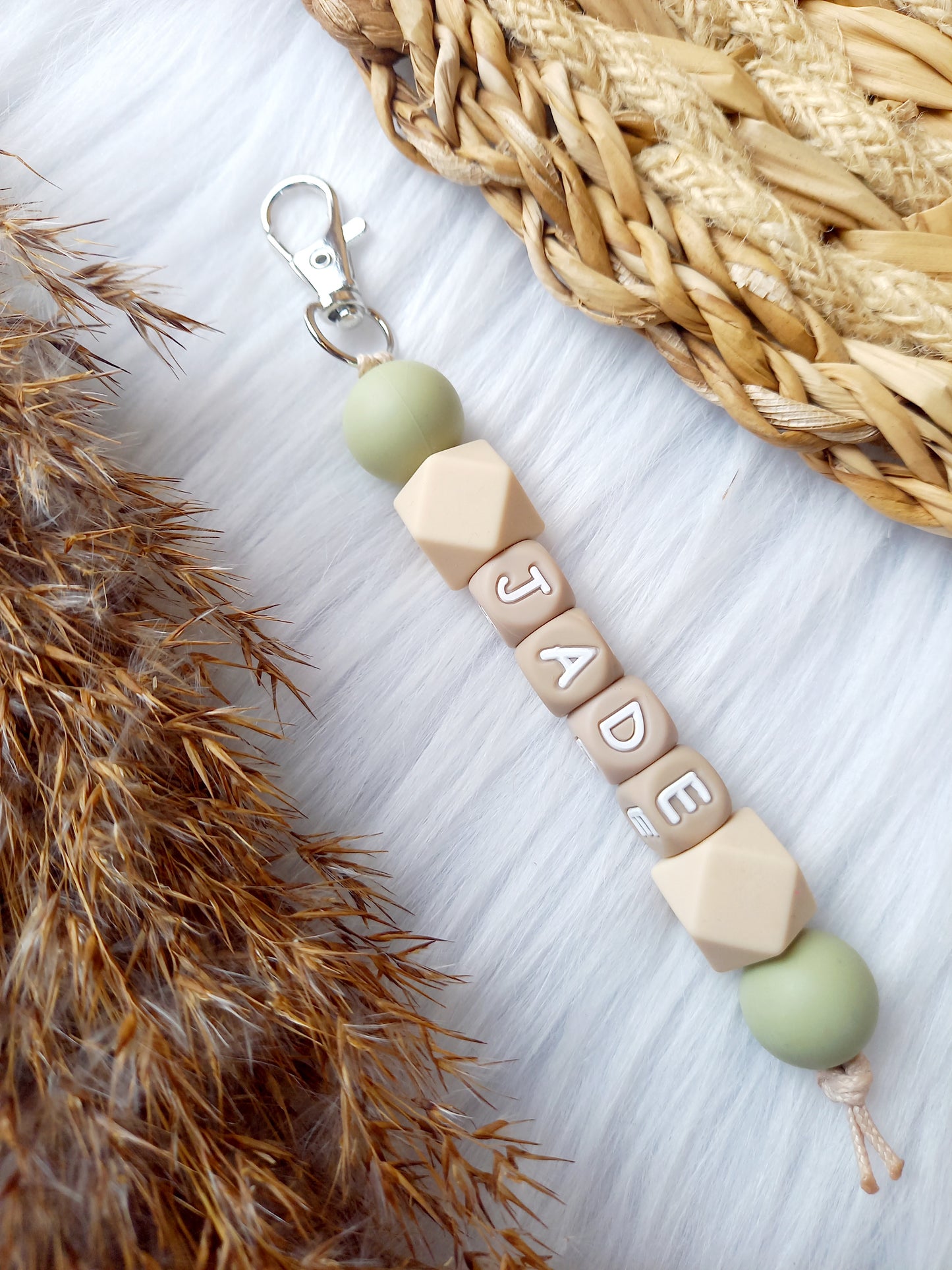 Sleutelhanger Kies je kleuren zelf beige, sage