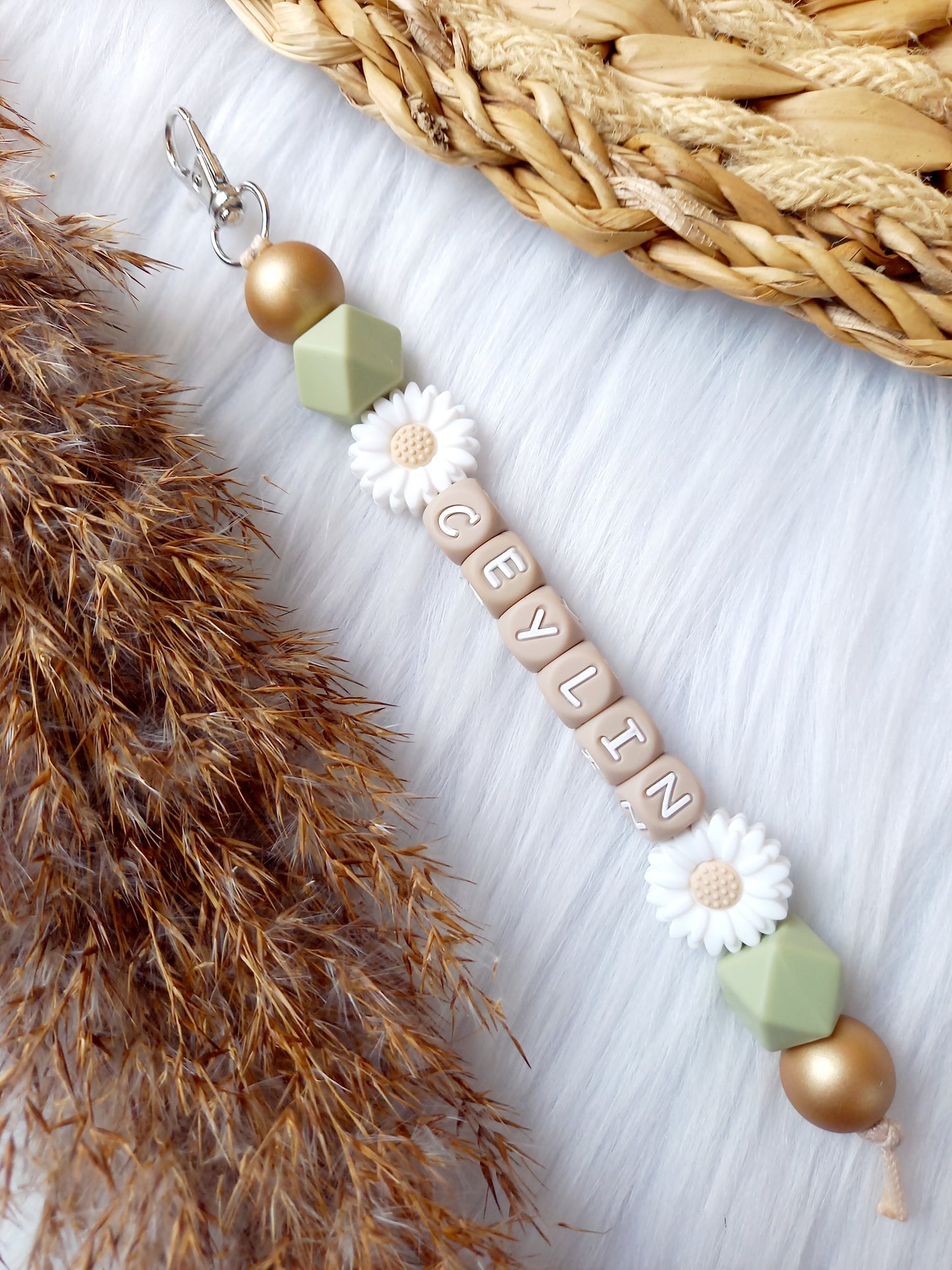 Sleutelhanger daisy 2 bloemen kies je kleuren zelf