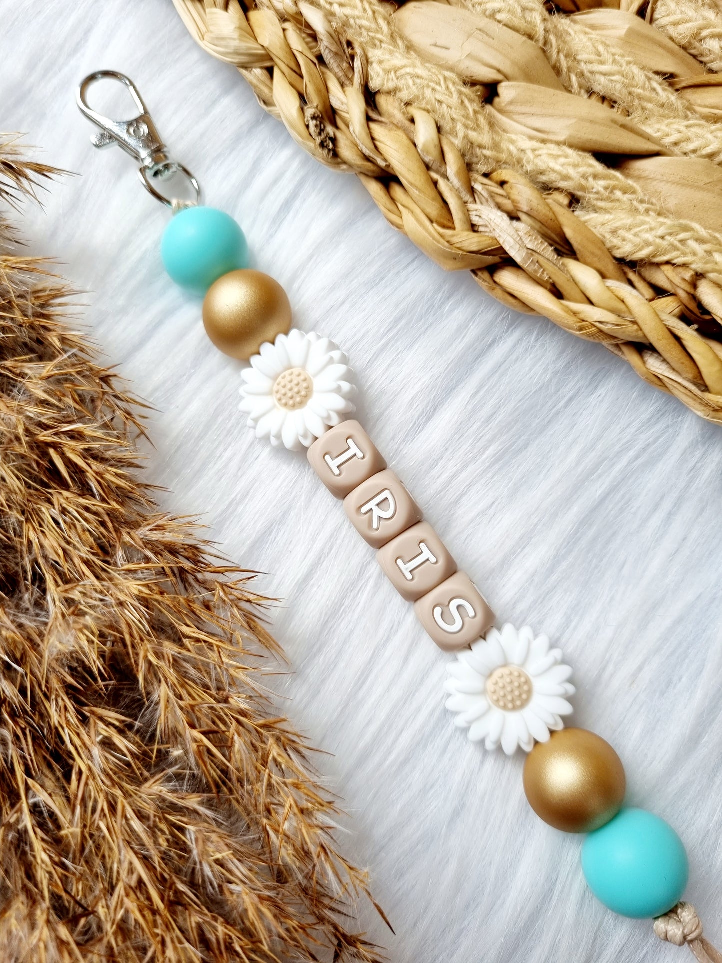 Sleutelhanger daisy 2 bloemen kies je kleuren zelf