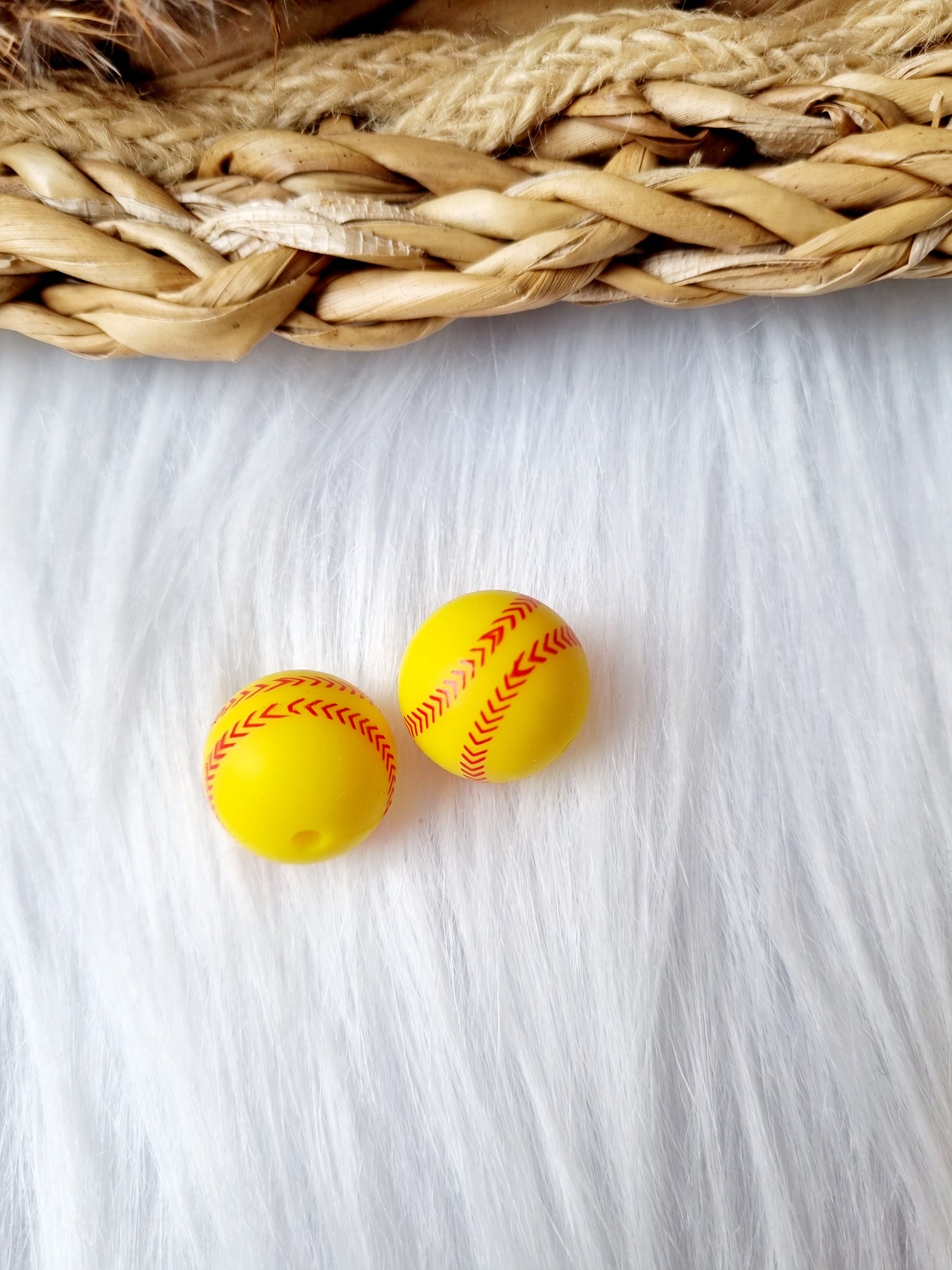 Siliconen kralen bal baseball geel
