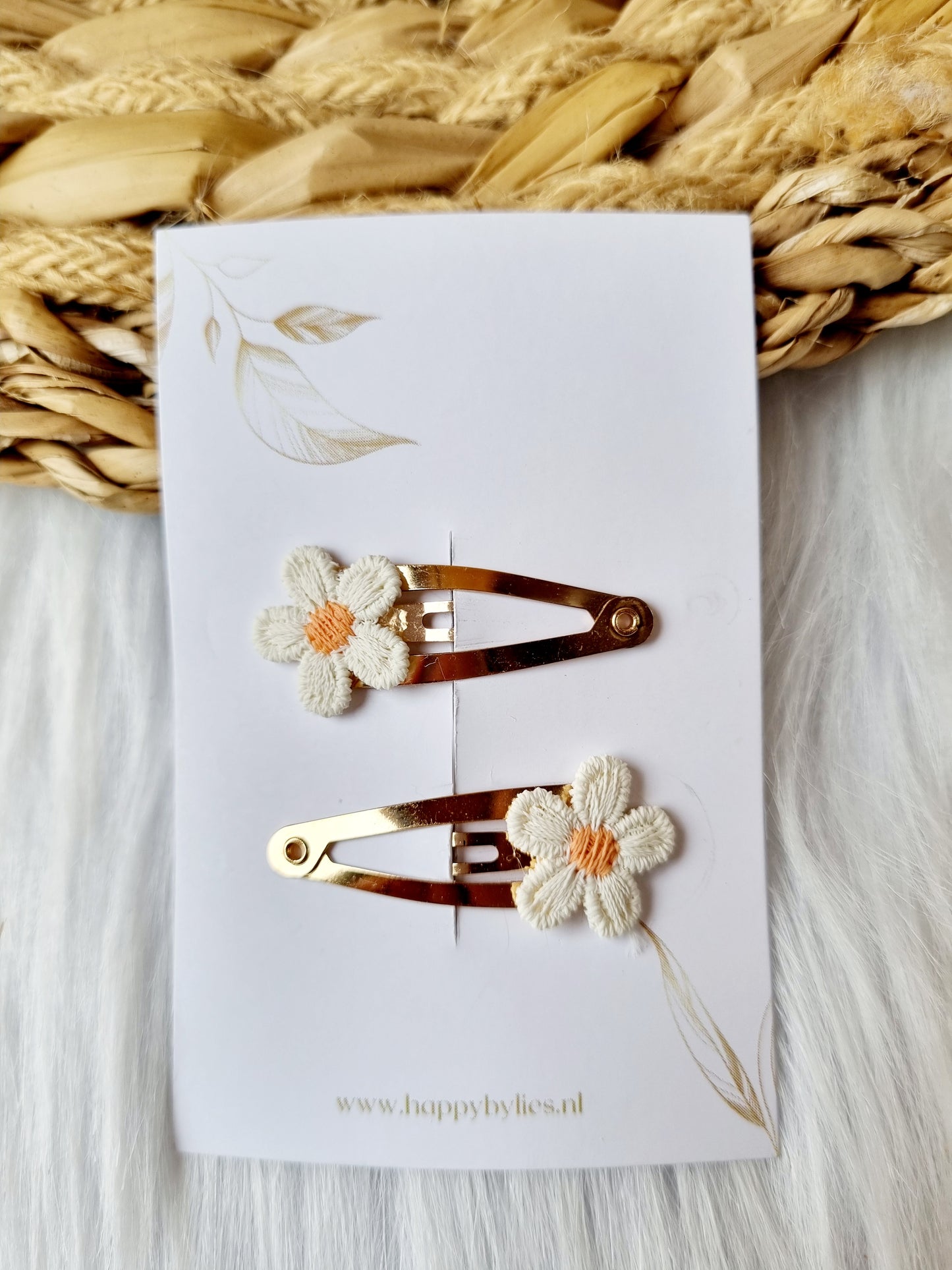 Haarspeldje Bloem mini 2 stuks wit