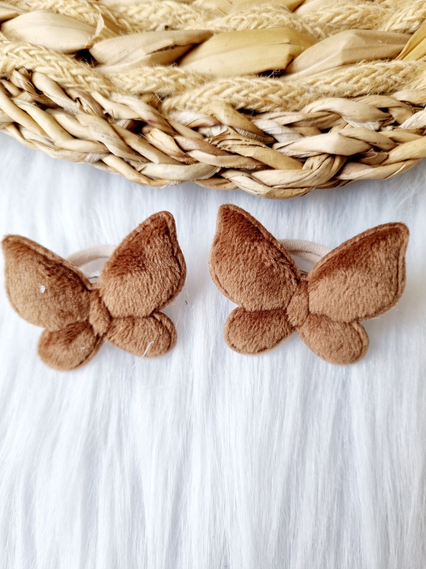 mini elastiekjes vlinder bont 2stuks bruin