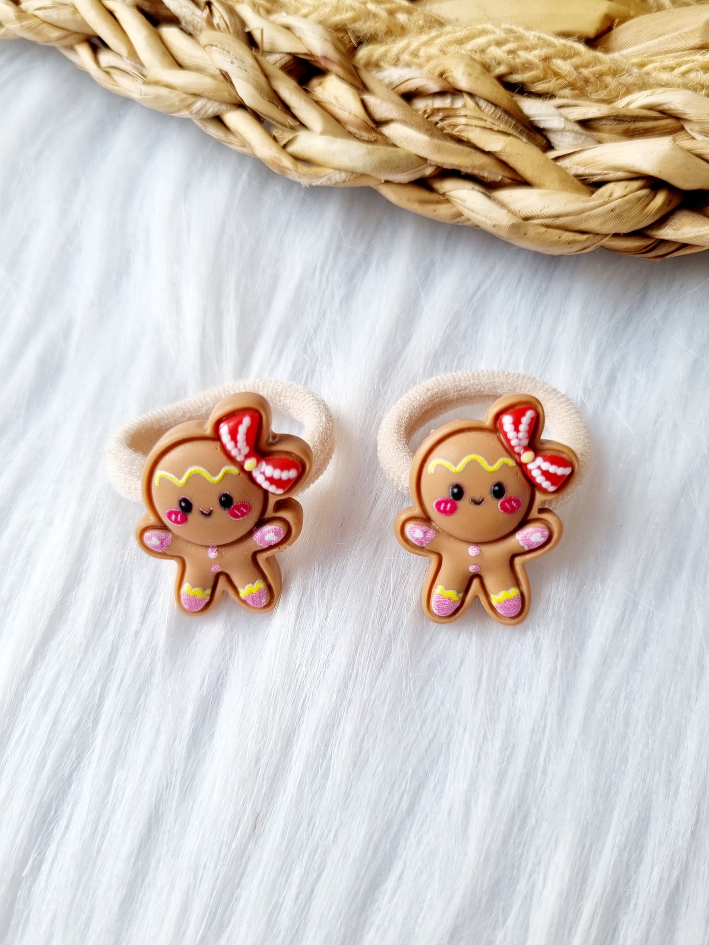 Mini haar elastiekjes Gingerbread girl 2 stuks
