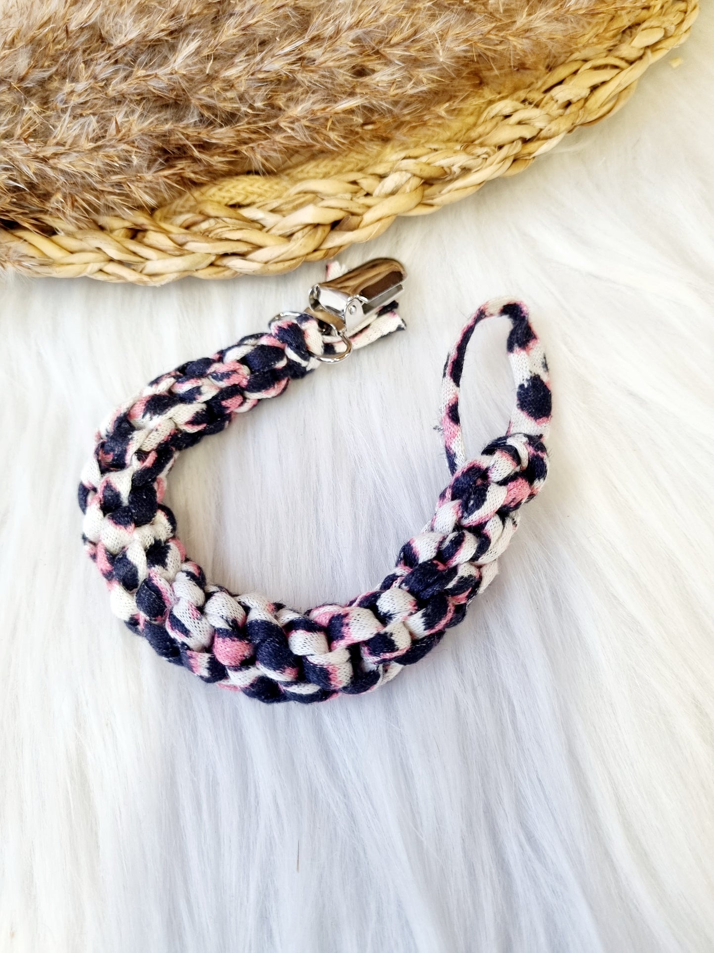 Speenkoord Twist Leopard roze