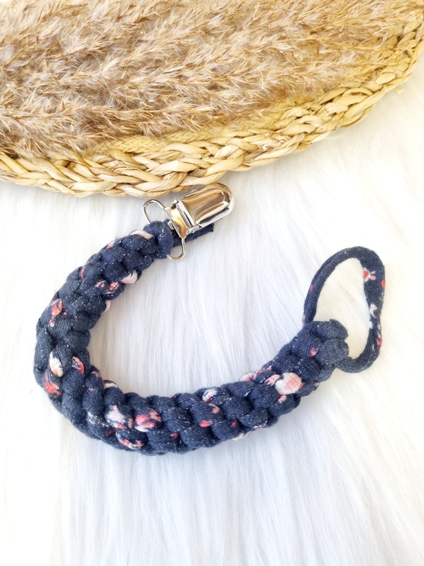 Speenkoord Twist Blue and roses