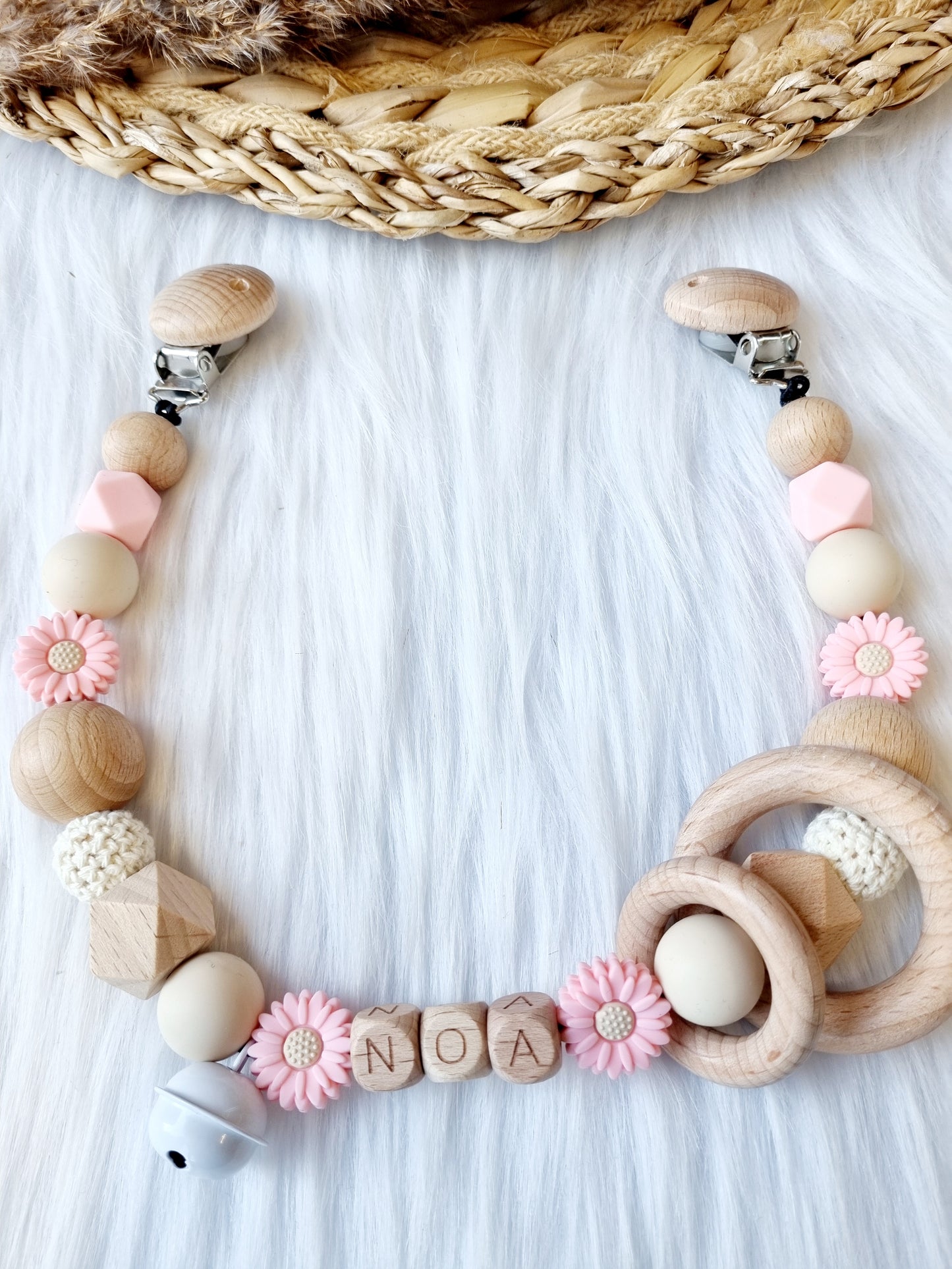 Wagenspanner daisy babypink met naam