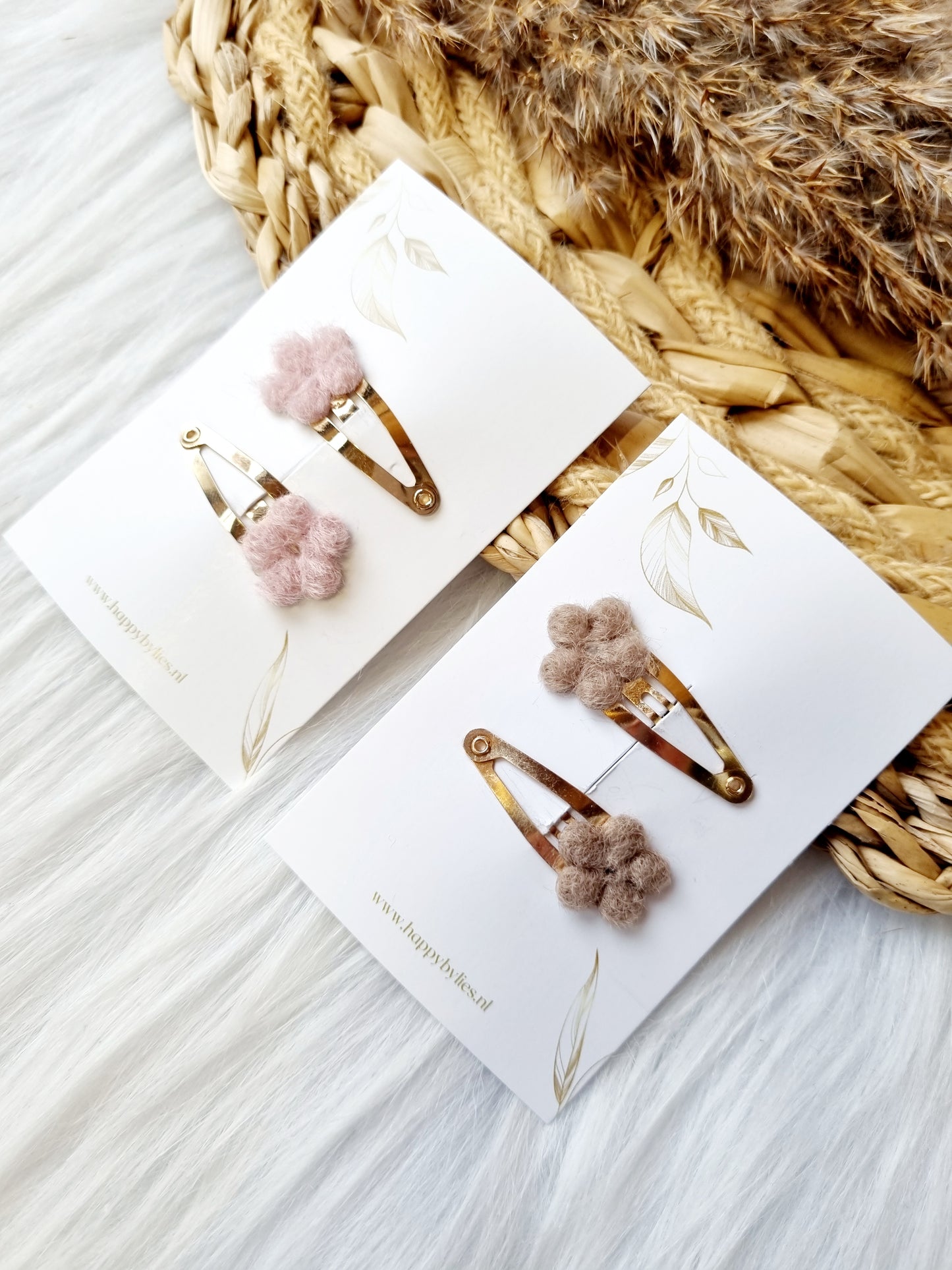 Haarspeldje bloem mini wol