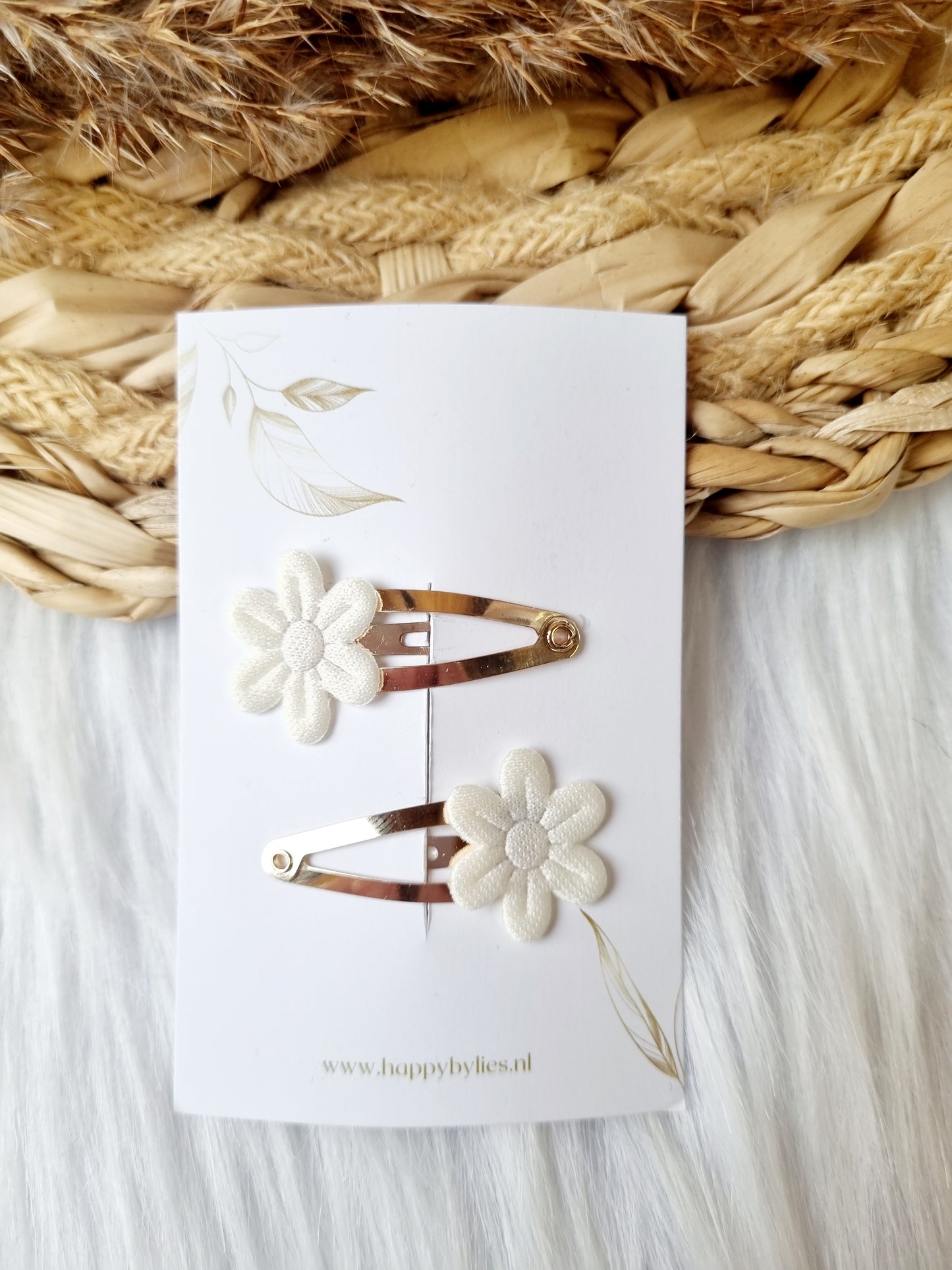 Haarspeldje Bloem soft 2 stuks creme