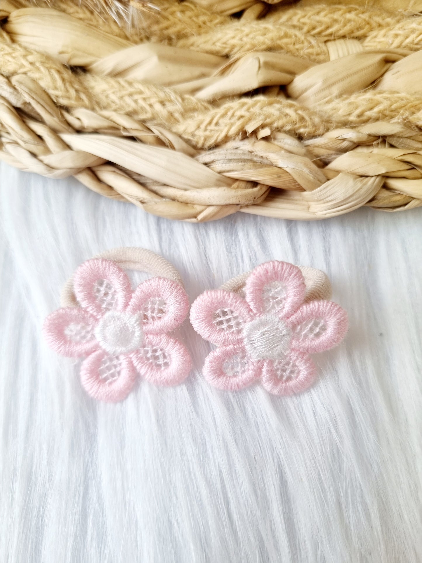 Mini haar elastiekjes Cherry blossom 2 stuks roze