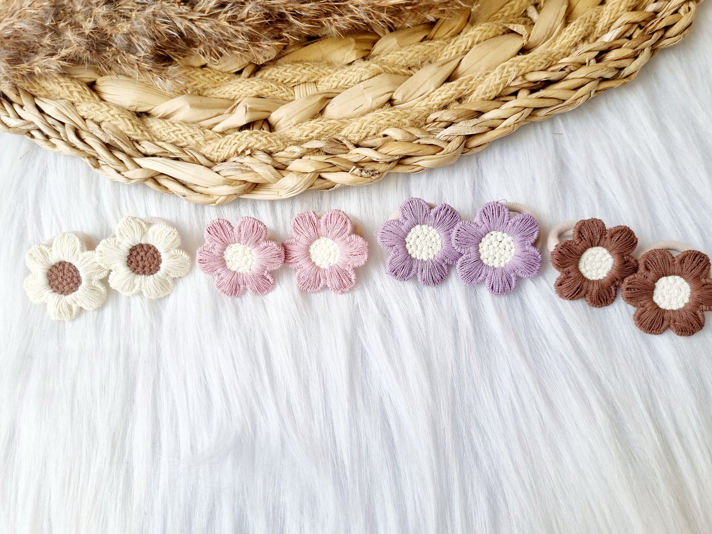 Mini haar elastiekjes peony 2 stuks