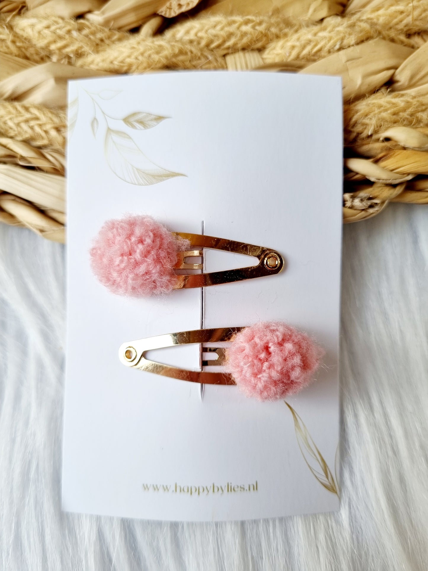 Haarspeldje Pompon 2 stuks roze