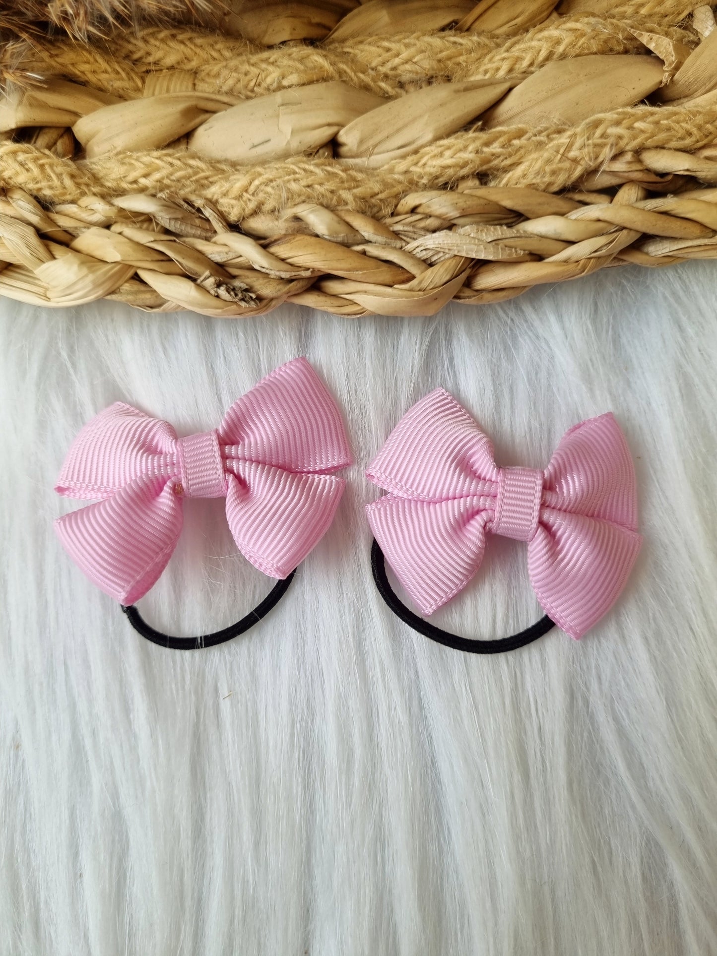 Haar elastiekje lint Bente 2 stuks blush
