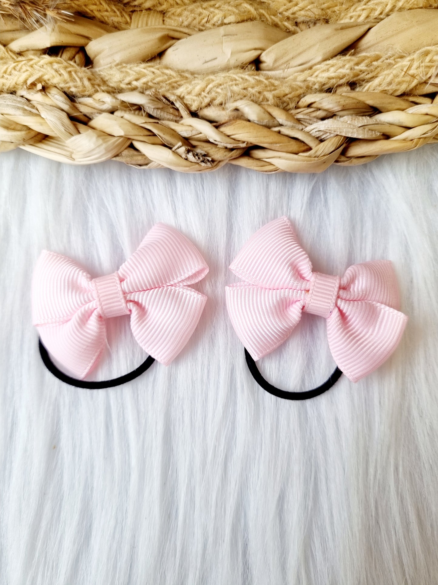 Haar elastiekje strik (lint) Fayen 2 stuks light pink