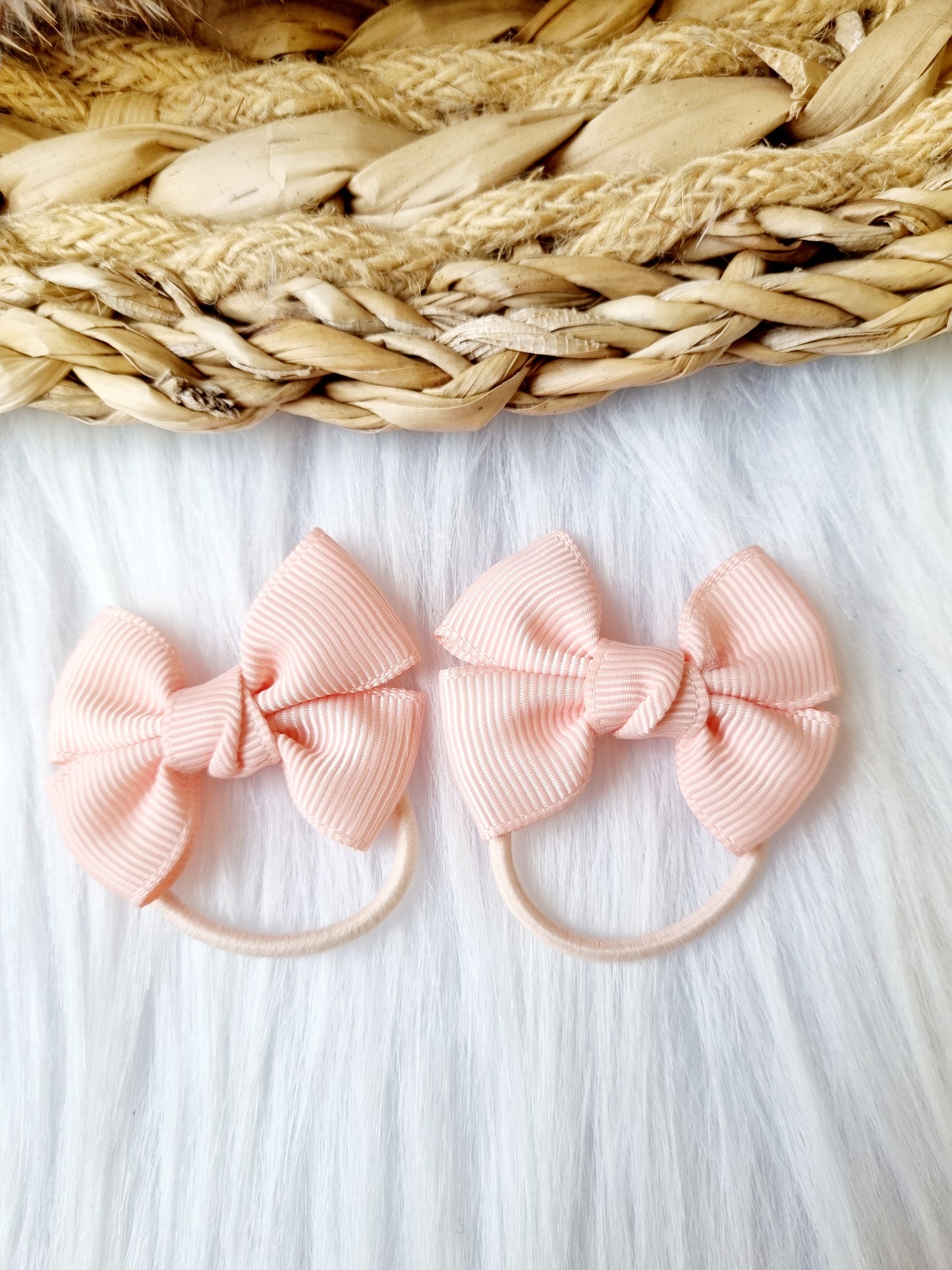 Haar elastiekje strik (lint) janna 2 stuks light pink