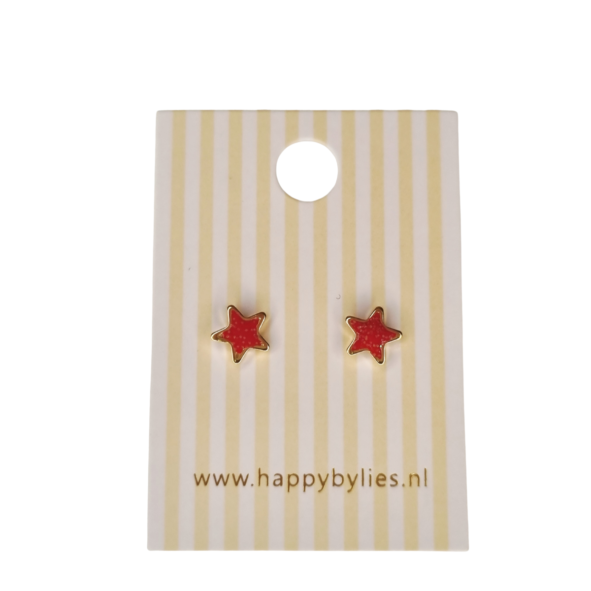 Kinderoorbellen Ster goud, glitter rood met schroefsluiting