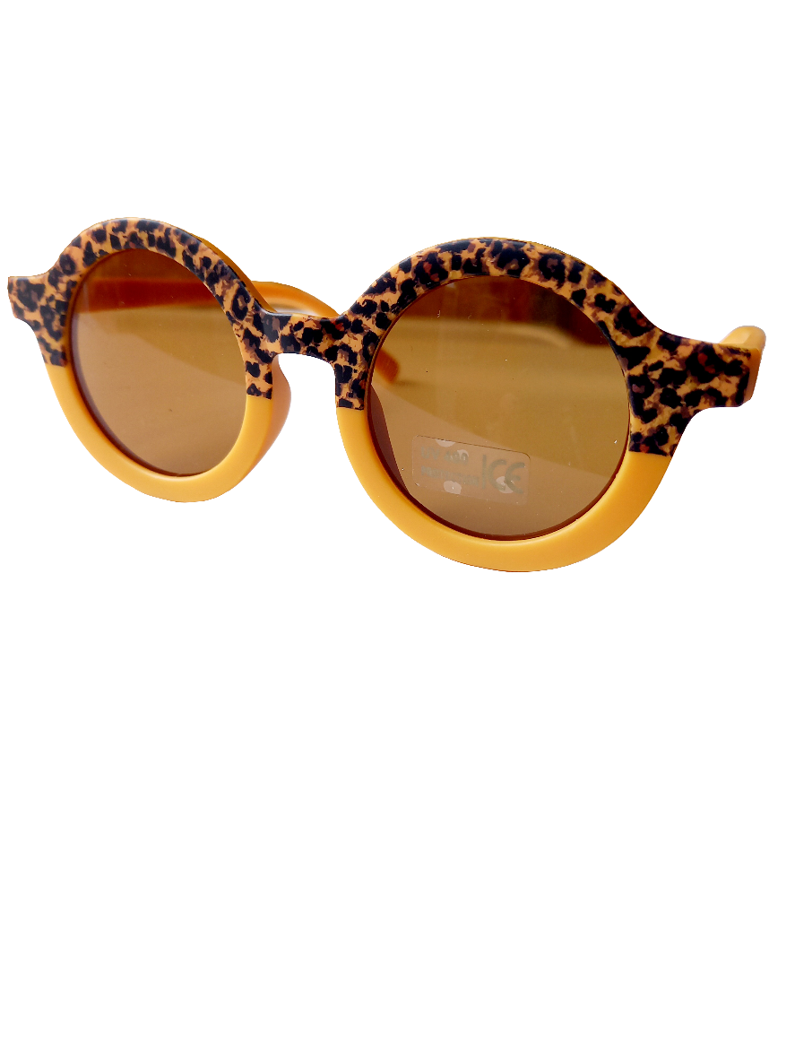 Kinderzonnebril retro leopard geel