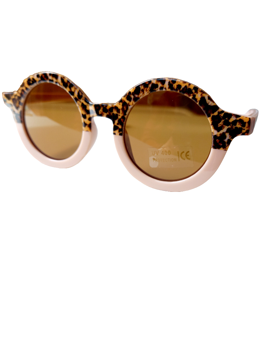 Kinderzonnebril retro leopard blush
