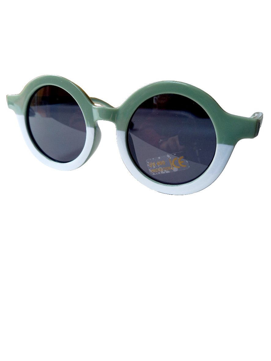Kinderzonnebril retro groen/wit