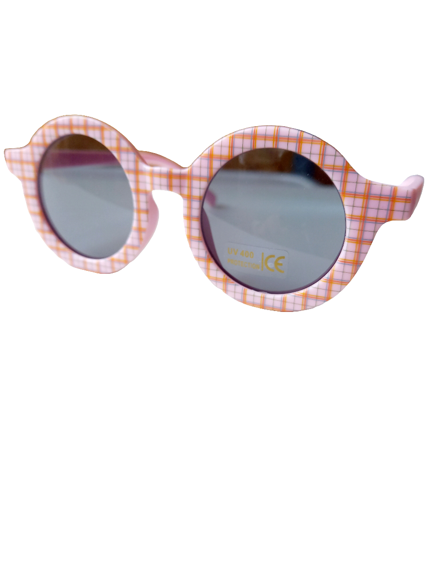 Kinderzonnebril retro ruit roze