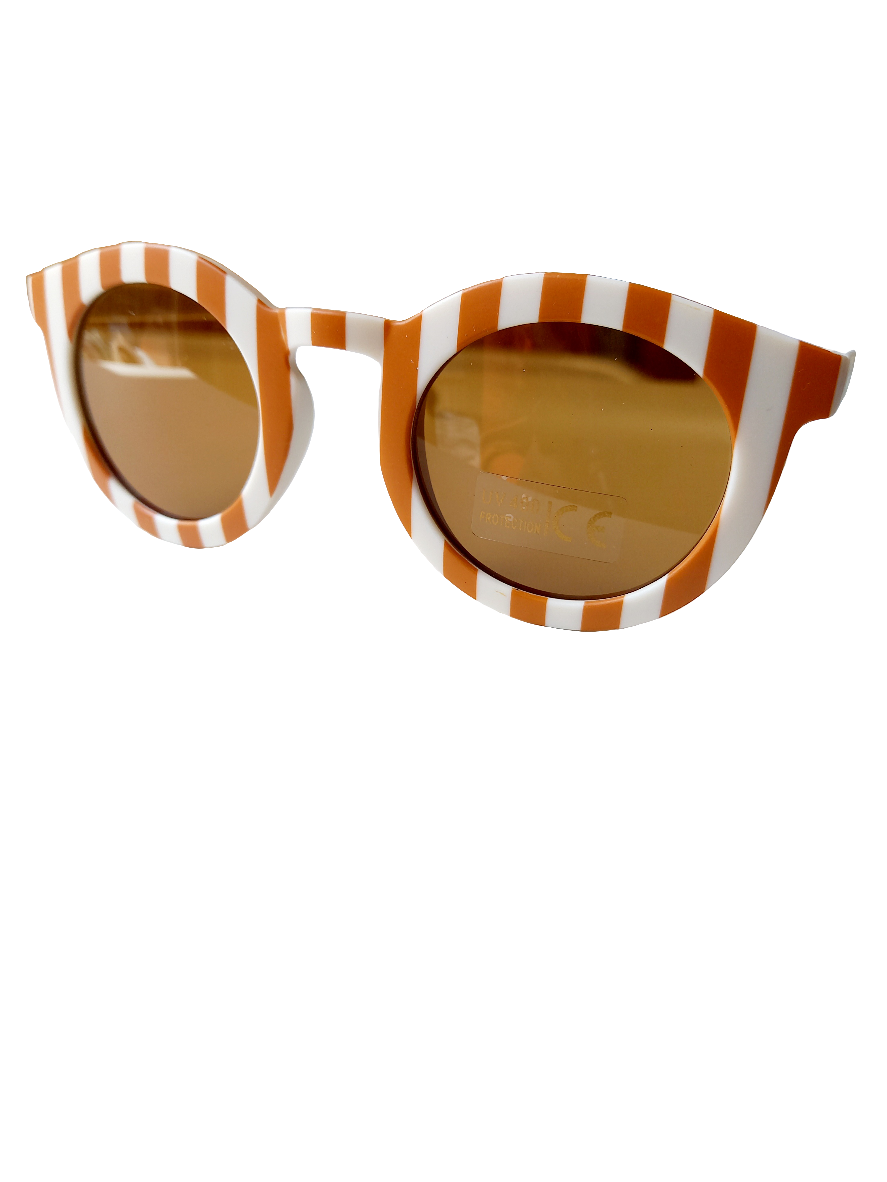 Kinderzonnebril Classic stripe cream/caramel