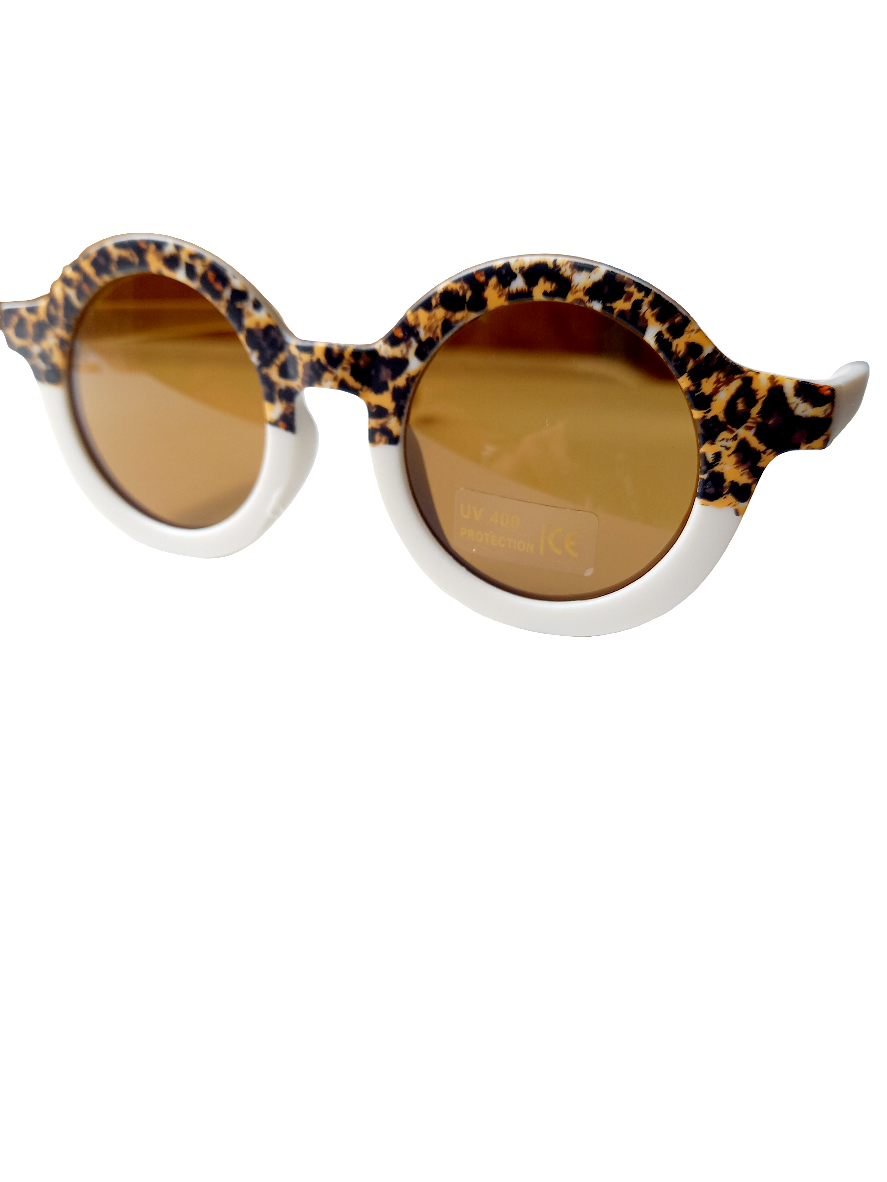 Kinderzonnebril retro leopard cream