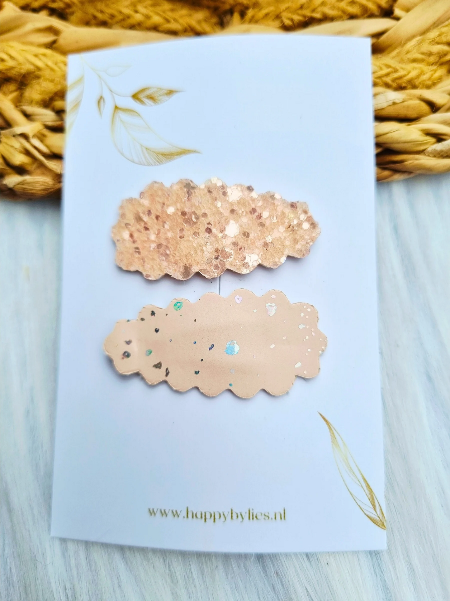 Leatherlook haarspeldjes Jet ribbel