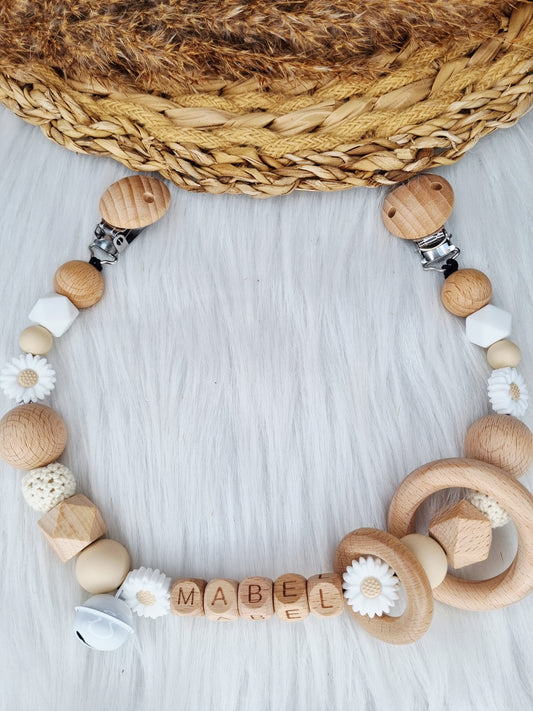 Wagenspanner Daisy wit, beige (met of zonder naam)