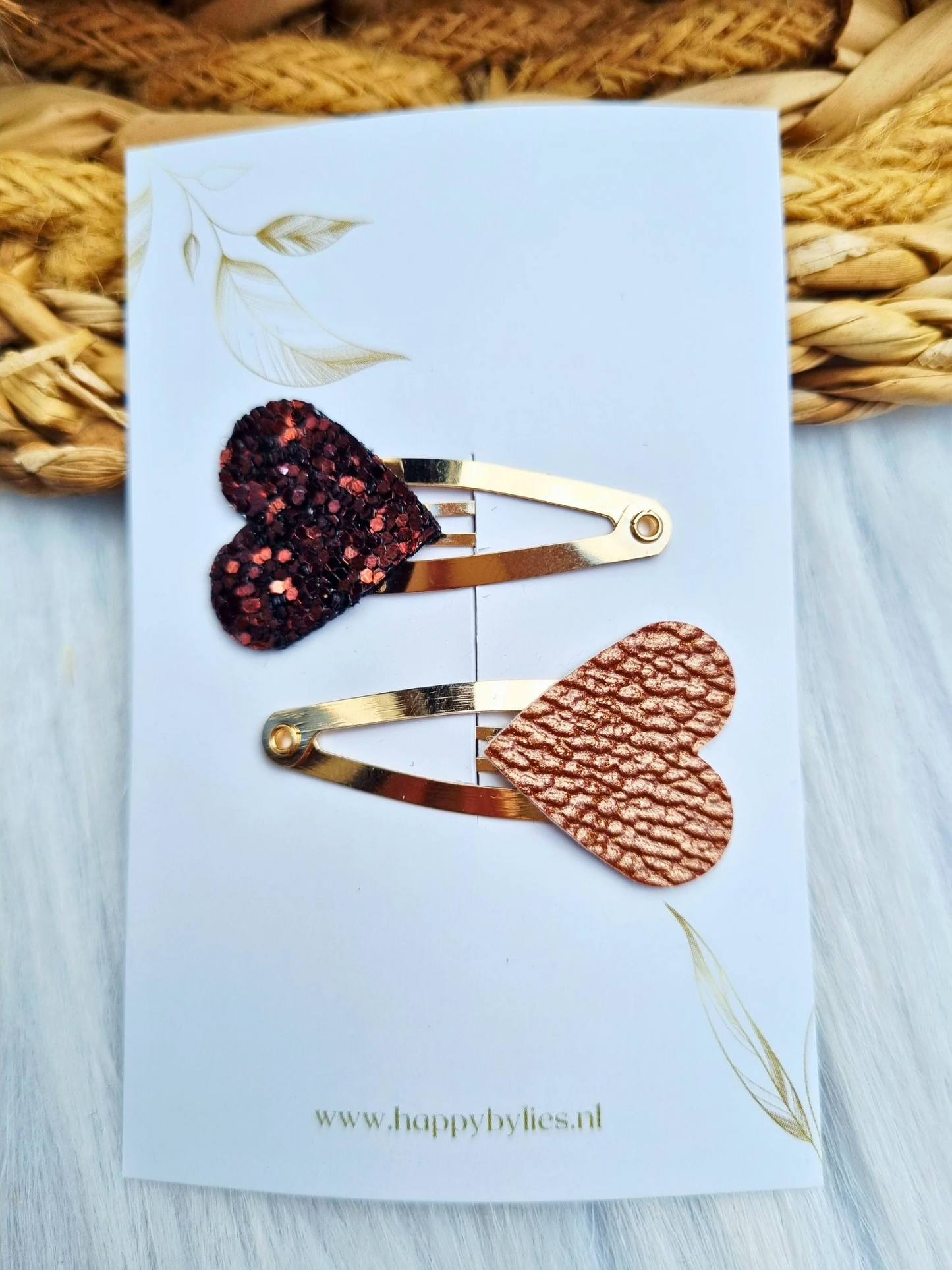 Leatherlook haarspeldjes evy hart