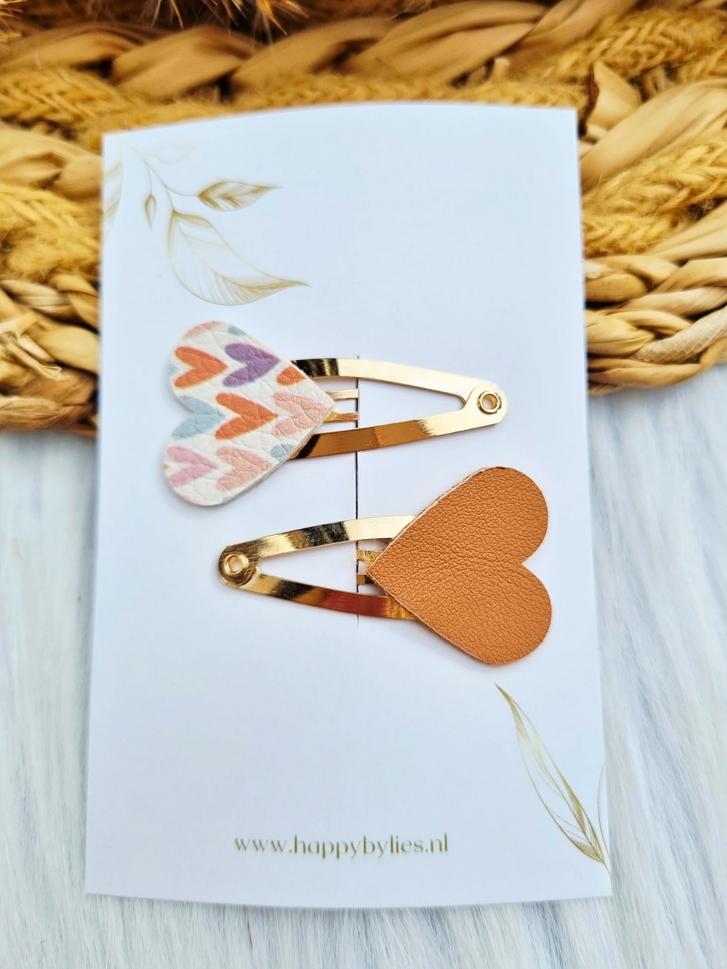 Leatherlook haarspeldjes Noa hart