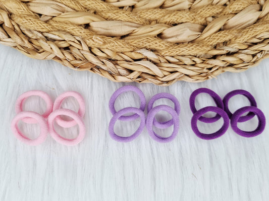 Mini haarelastiekjes mix lila, roze 12 stuks