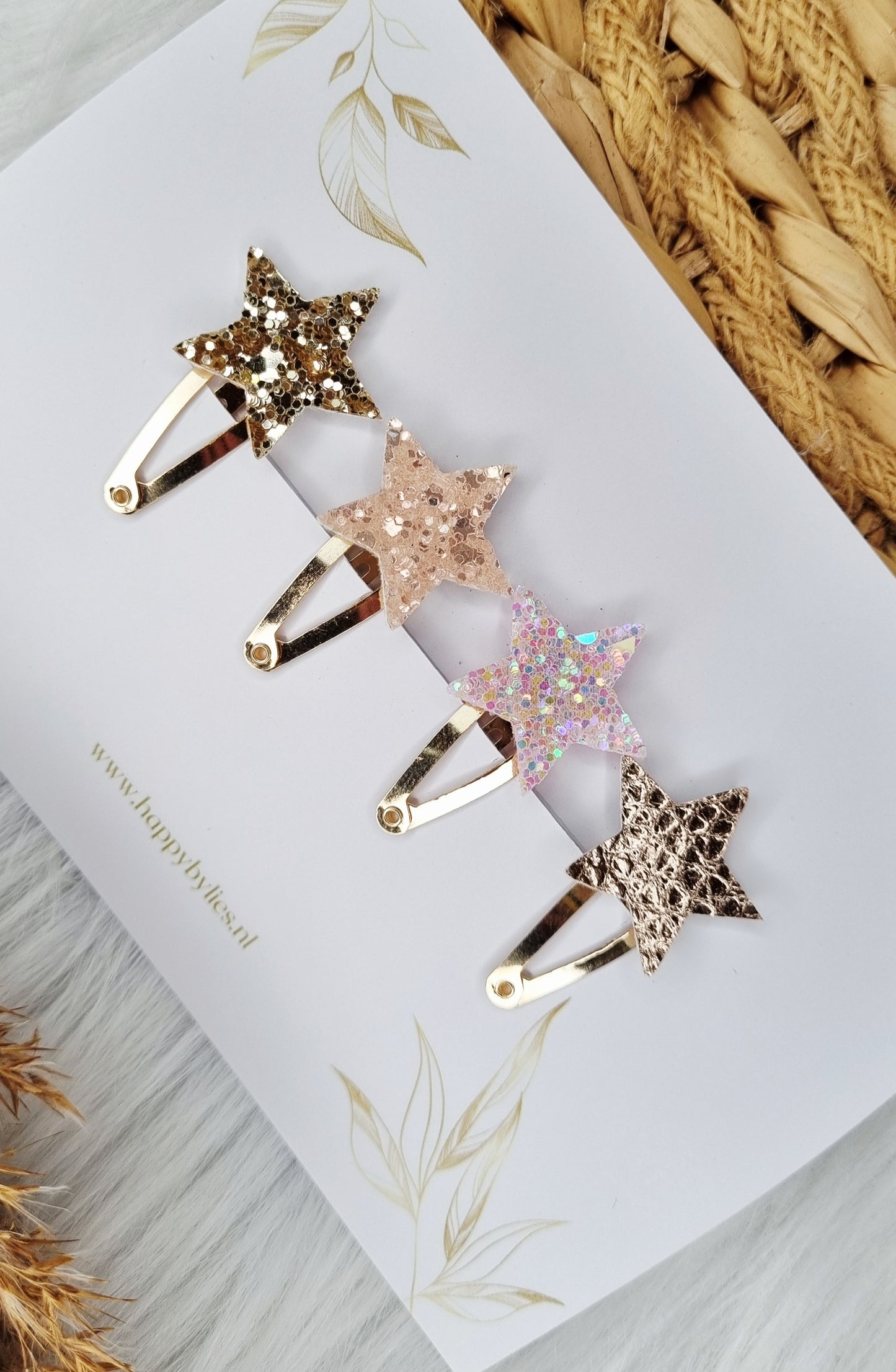 Leatherlook haarspeldjes Suze ster