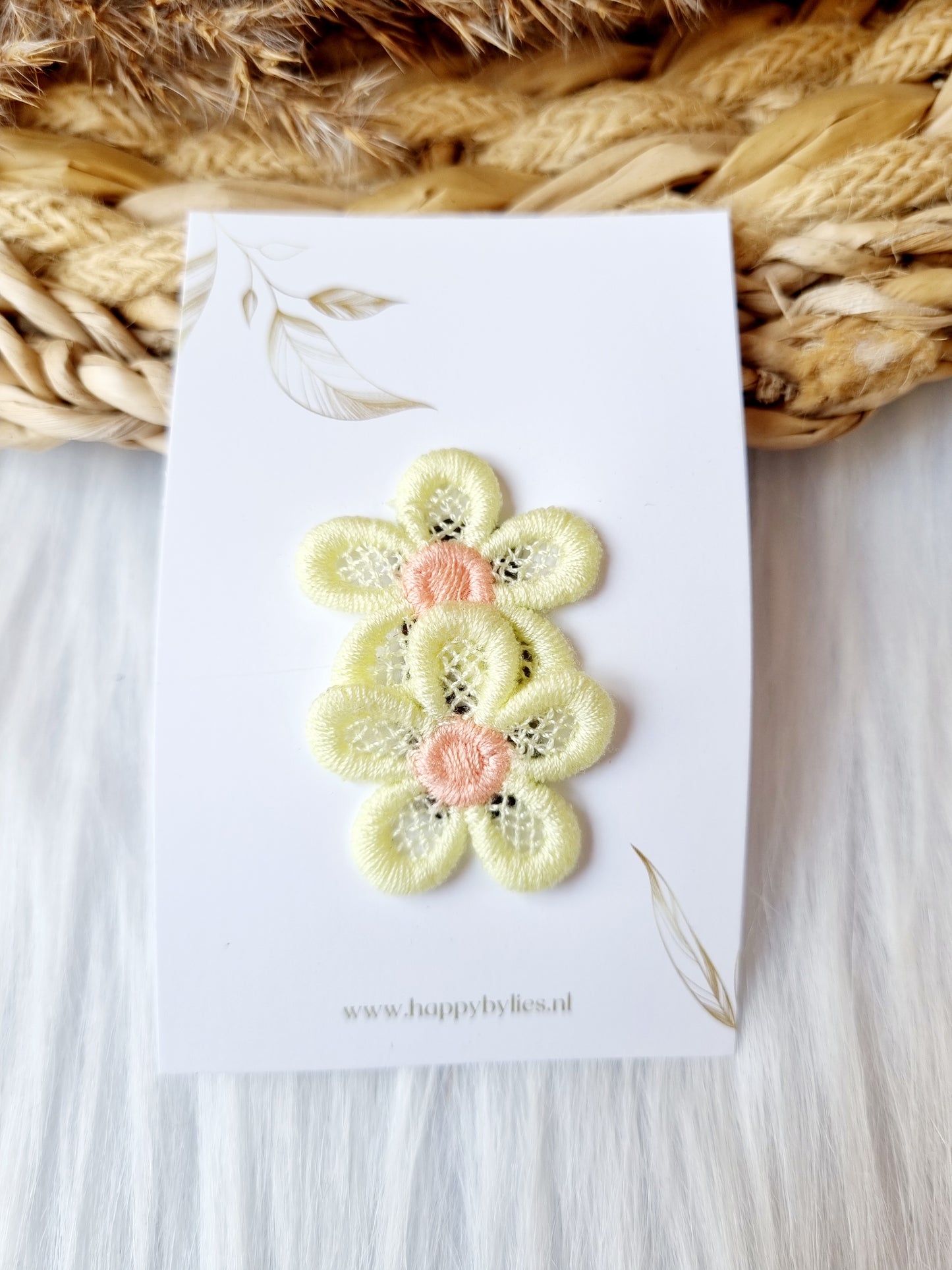 Haarspeldje anti slip cherry blossom geel