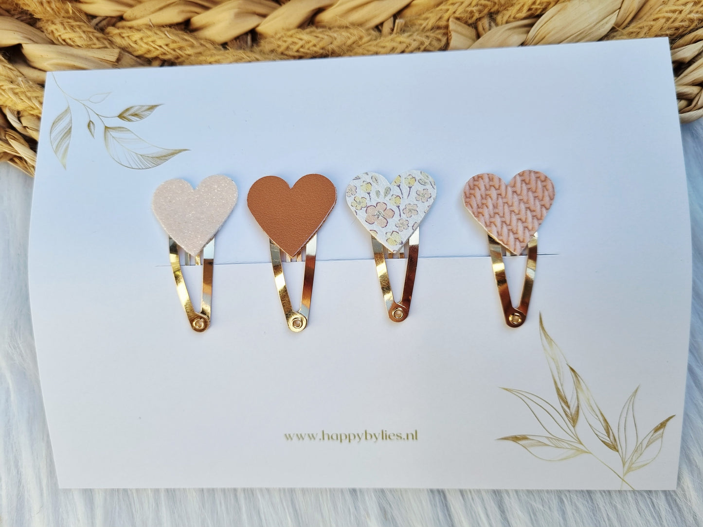 Leatherlook haarspeldjes Elke hart