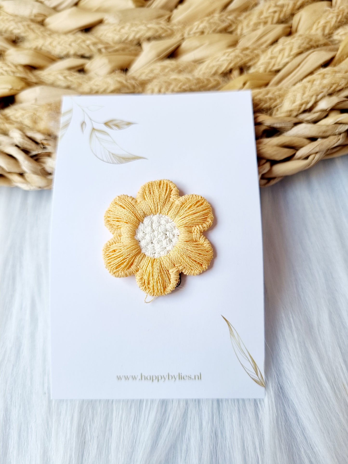 Haarspeldje anti slip peony geel