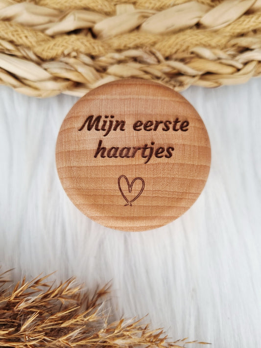 Houten haarlokdoosje (gegraveerd)