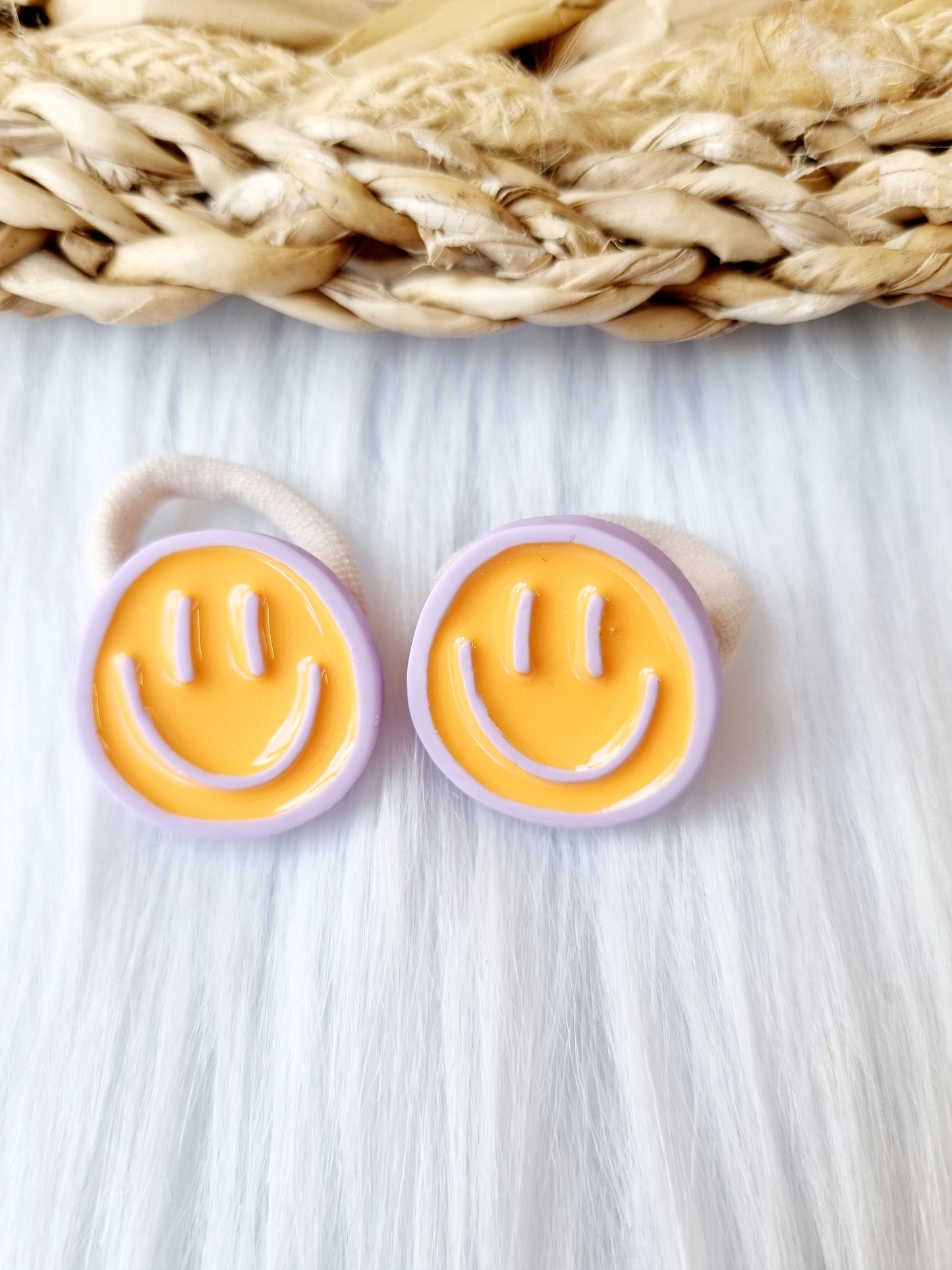 Mini haar elastiekjes smilie 2 stuks oranje