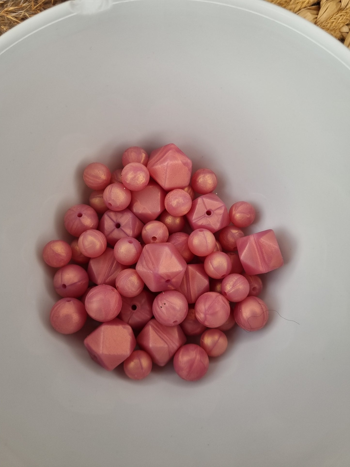 Siliconen kralen Pearl roze
