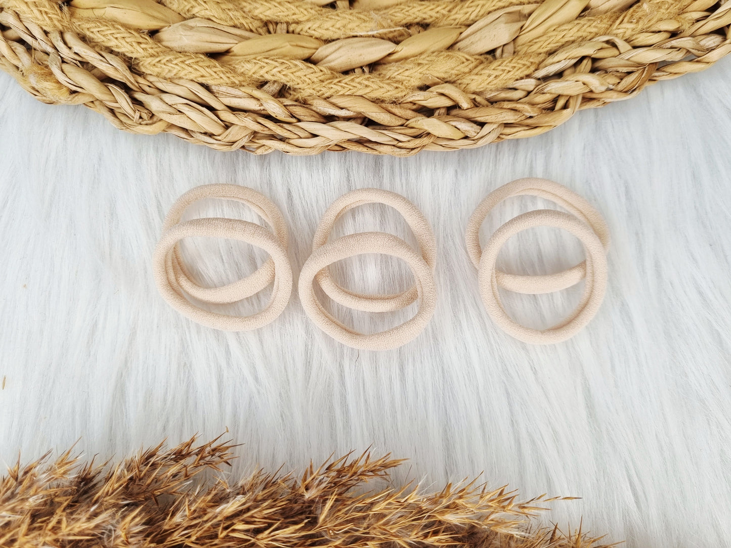 Haarelastiekjes beige 6 stuks