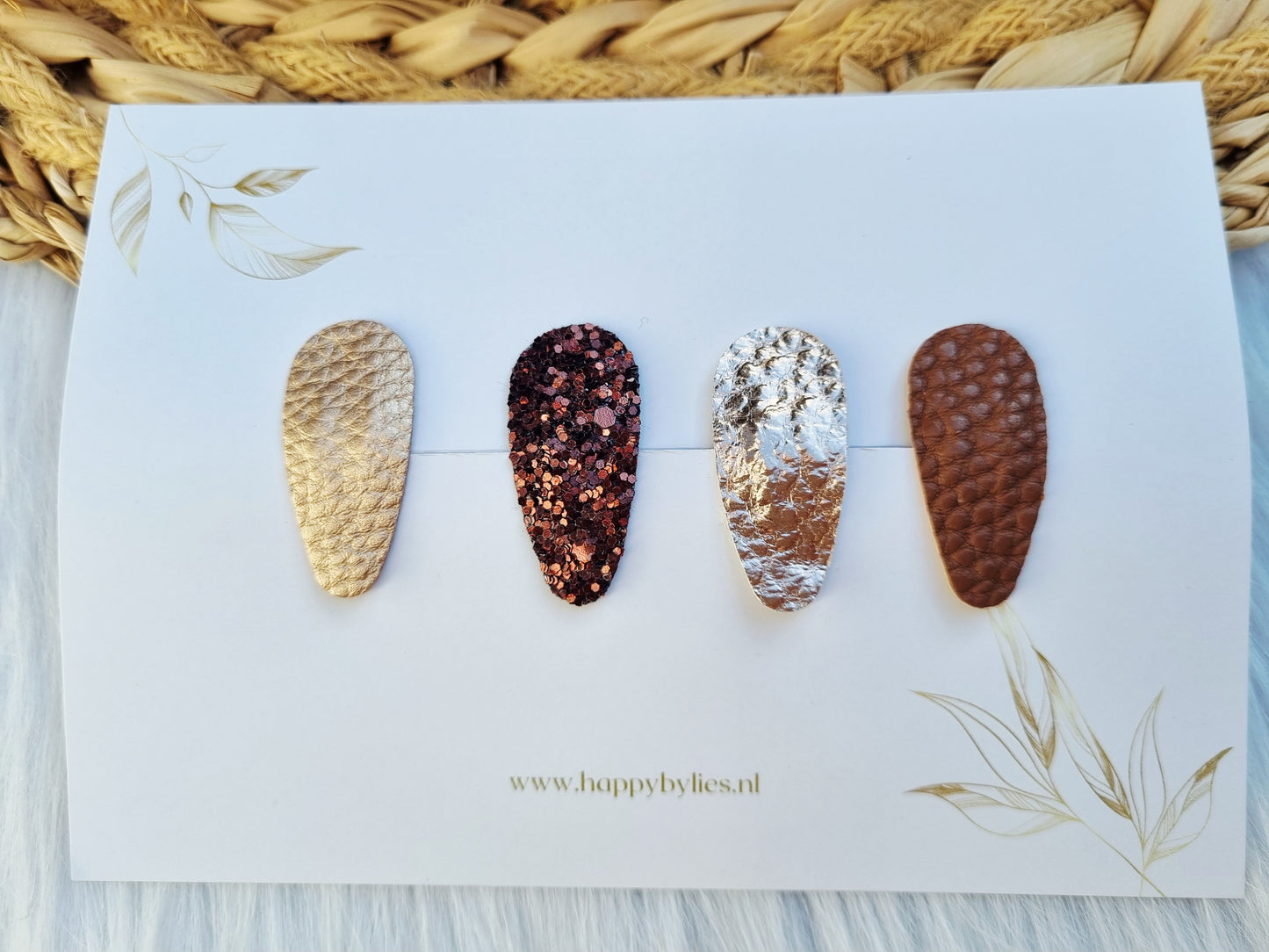 Leatherlook haarspeldjes Lois ovaal