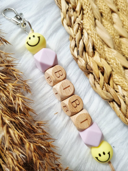 Sleutelhanger smiley lila