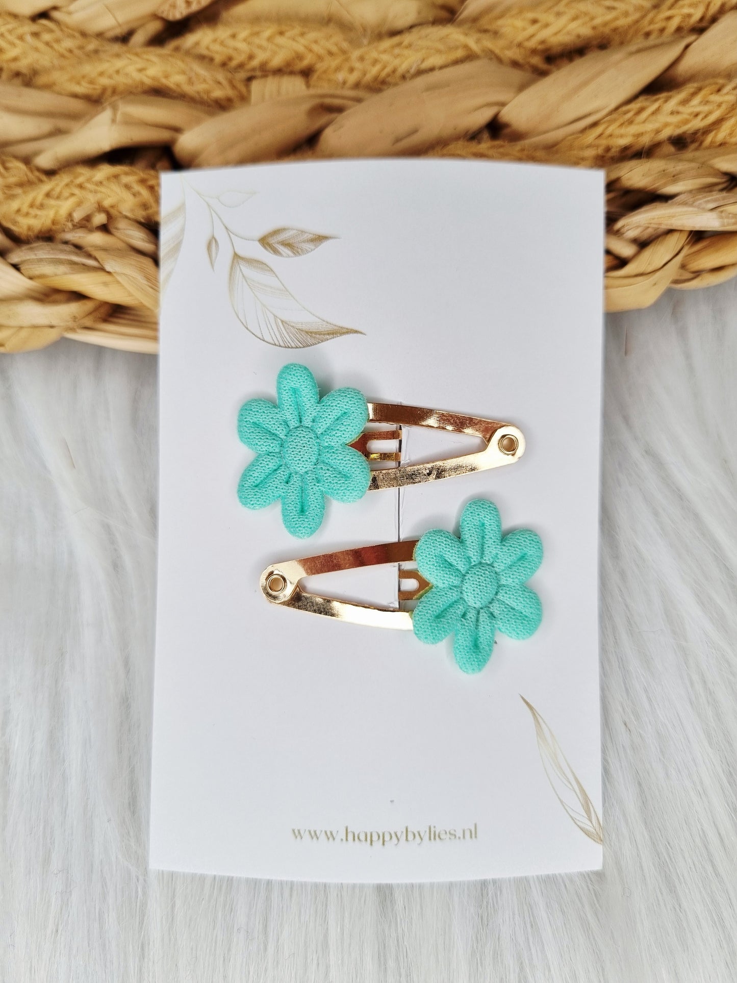Haarspeldje bloem soft 2 stuks mint