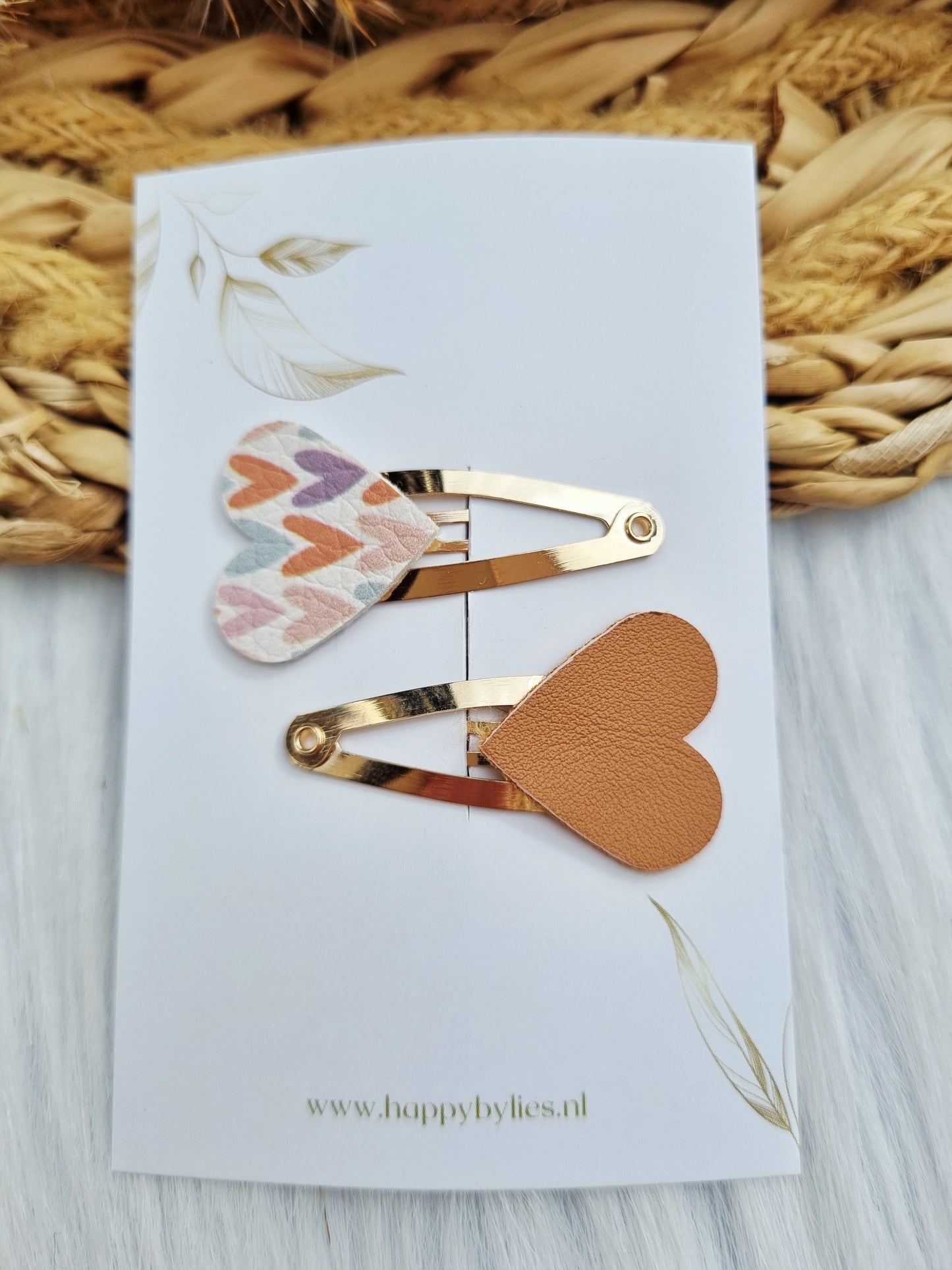 leatherlook haarspeldjes Noa hart