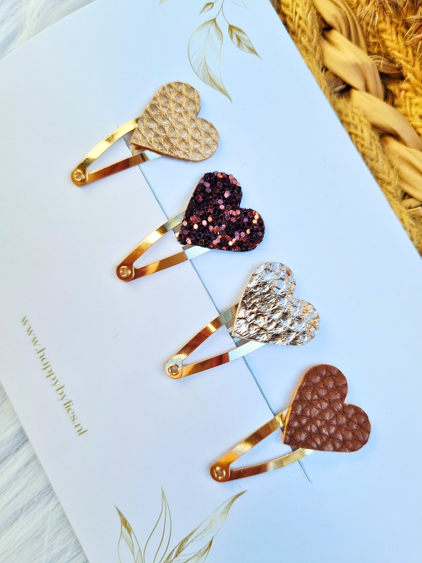 Leatherlook haarspeldjes Lois hart